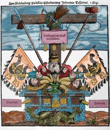 Satire against the sale of indulgences, Protestant Reformation, Germany, 1885. Creator: Unknown