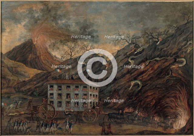 Satirical allegory depicting a descent into hell, between 1701 and 1800. Creator: Unknown.