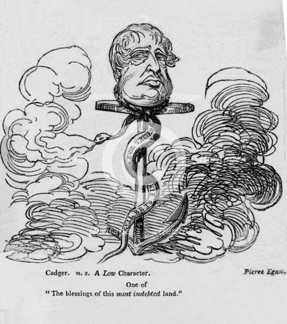 Satirical cartoon of the Prince Regent, c1820.  Creator: Unknown.