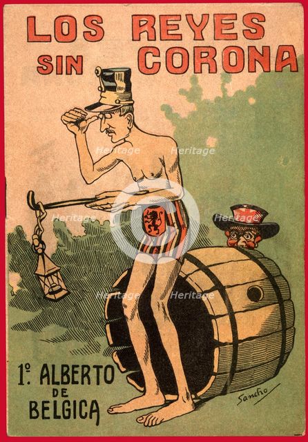 Satirical comic strip 'Los reyes sin corona' (Uncrowned Kings), Albert of Belgium, 1918. Drawing …