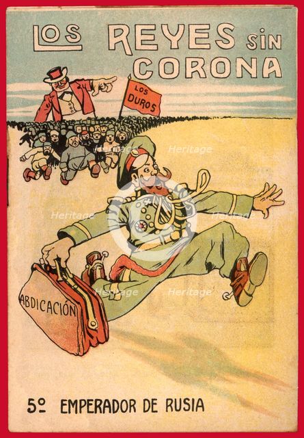 Satirical comic strip 'Los reyes sin corona' (Uncrowned Kings), Nicholas II, emperor of Russia, 1…