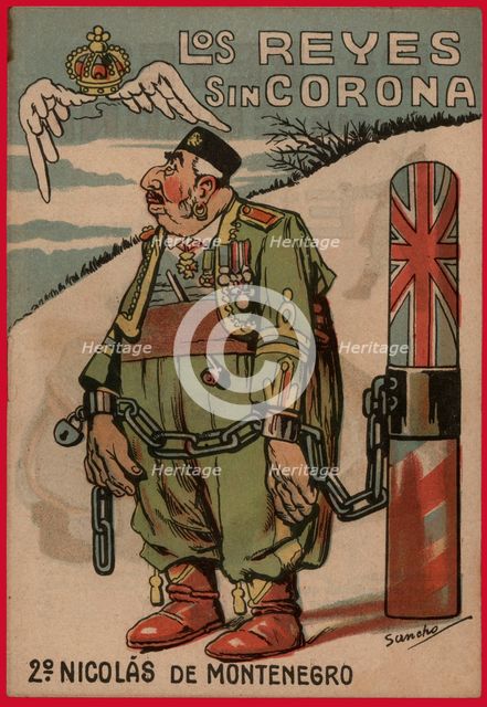 Satirical comic strip 'Los reyes sin corona' (Uncrowned Kings), Nicholas of Montenegro, 1918.