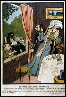 Satirical drawing about the political events in Madrid with the characters of Canalejas, Romanones, Creator: Xauradó, Joaquin (1872- 1933)