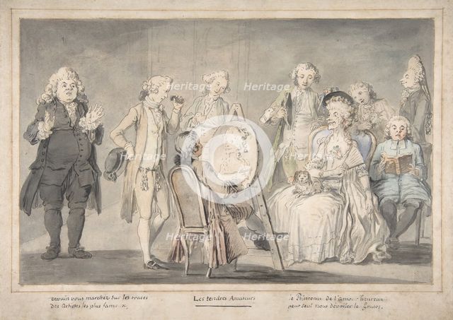 Satirical drawing: Artist Painting an Old Lady's Portrait, 1729-1804. Creator: attributed to Pietro Antonio Novelli.