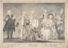 Satirical drawing: Artist Painting an Old Lady's Portrait, 1729-1804. Creator: attributed to Pietro Antonio Novelli