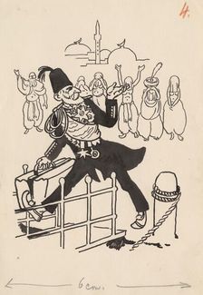 Satirical Drawing IV., around 1940. Creator: Andrej Kovacik