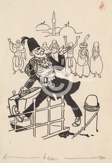 Satirical Drawing IV., around 1940. Creator: Andrej Kovacik.