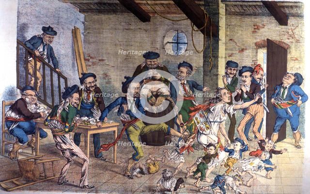 Satirical drawing of the governors in Spain. (Zambea de gitanos), published in 'La Carcajada' No.…