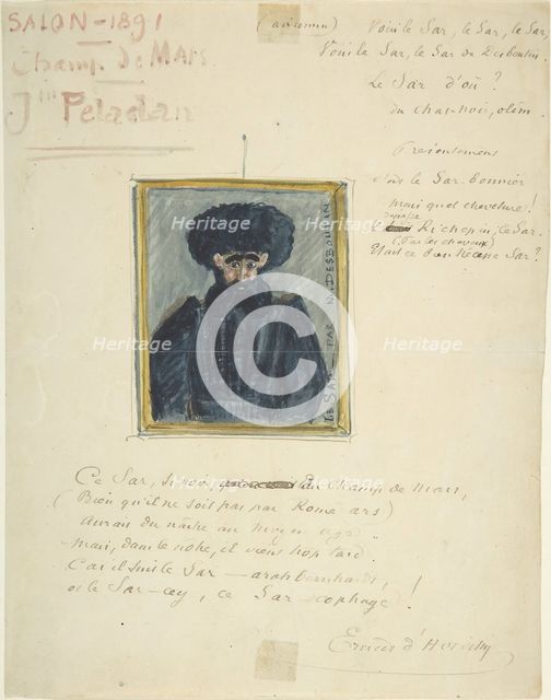 Satirical Drawing of the Sâr Joséphin Peladan, 1891. Creator: Unknown.