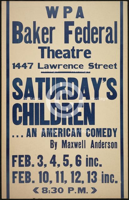 Saturday's Children, Denver, 1938. Creator: Unknown.