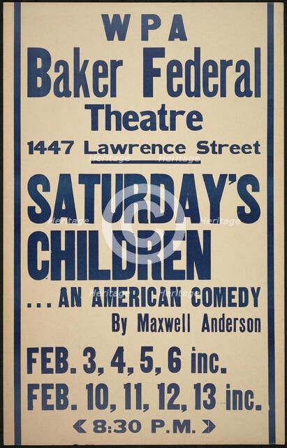 Saturday's Children, Denver, 1938. Creator: Unknown.