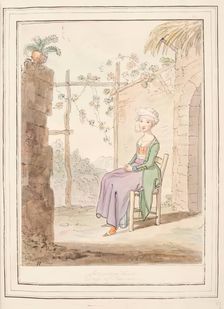 Saturdays Head Dress of Procida, leaf from A Collection of Dresses by David Allan..., 1776. Creator: David Allan