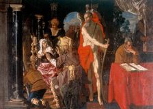 Saturn and the Scholar (also called "Death and Old Age"), 1584-1625. Creator: Pieter Isaacsz