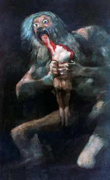 Saturn Devouring one of his Children 1821-1823. Artist: Francisco Goya