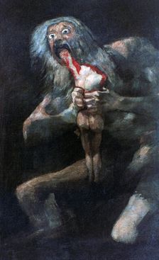 Saturn Devouring one of his Children 1821-1823. Artist: Francisco Goya