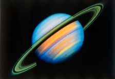Saturn from 27 million miles, seen from Voyager 2 spacecraft. Creator: NASA