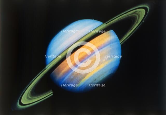 Saturn from 27 million miles, seen from Voyager 2 spacecraft. Creator: NASA.