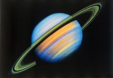 Saturn from 27 million miles, seen from Voyager 2 spacecraft. Creator: NASA