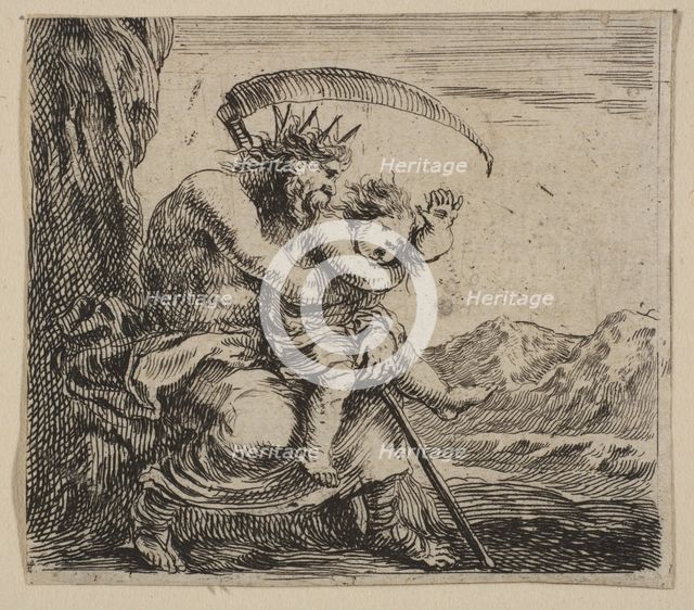 Saturn, from 'Game of Mythology' (Jeu de la Mythologie), 1644. Creator: Stefano della Bella.