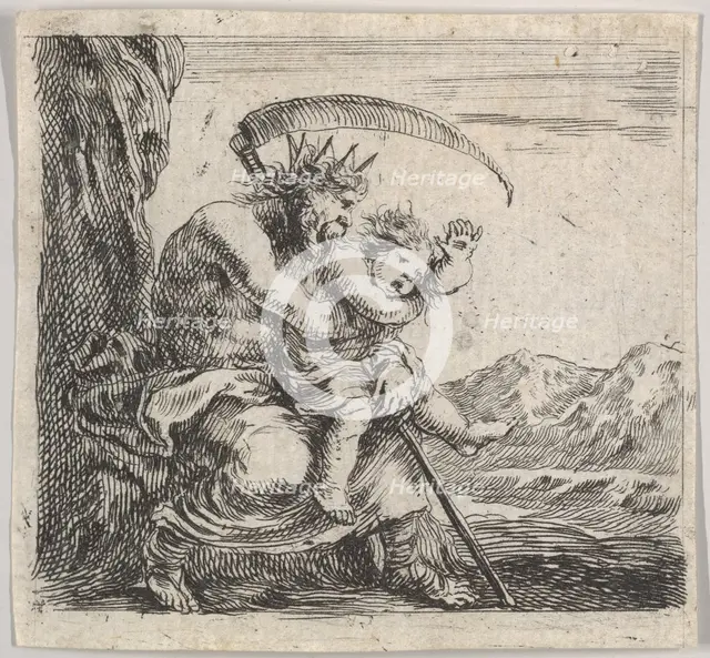 Saturn, from 'Game of Mythology' (Jeu de la Mythologie), 1644. Creator: Stefano della Bella.