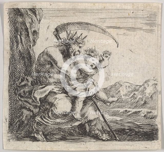 Saturn, from 'Game of Mythology' (Jeu de la Mythologie), 1644. Creator: Stefano della Bella.
