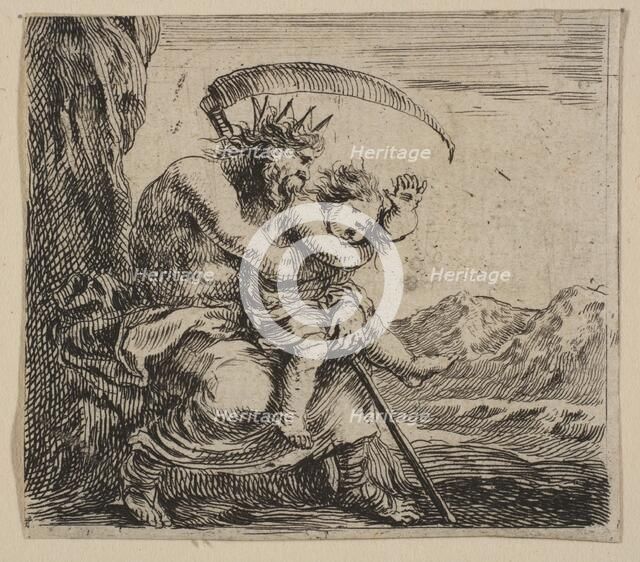 Saturn, from 'Game of Mythology' (Jeu de la Mythologie), 1644. Creator: Stefano della Bella.