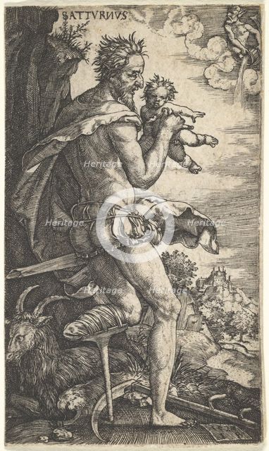 Saturn from The Gods Who Preside Over the Planets, 1525. Creator: Master I.B..