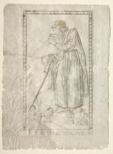 Saturn (from the Tarocchi, series A: Firmaments of the Universe, #47), before 1467. Creator: Master of the E-Series Tarocchi (Italian, 15th century)