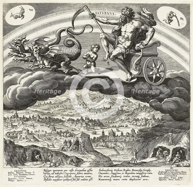 Saturn. (Planetarum effectus et eorum in signis zodiaci), 1585. Creator: Sadeler, Jan (Johannes), the Elder (1550-1600).