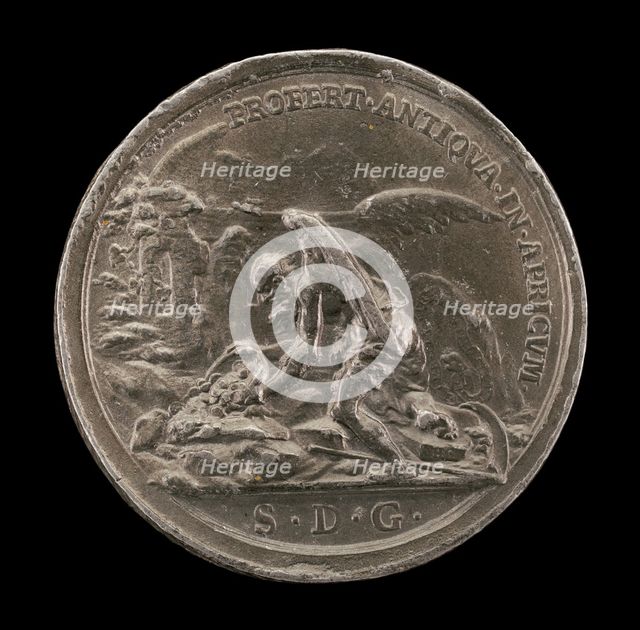 Saturn (Time) Discovering Treasures in Ruins [reverse], 1728. Creator: Johann Karl Hedlinger.