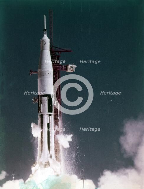 Saturn V rocket lifting off, Kennedy Space Center, Merritt Island, Florida, USA.  Creator: NASA.