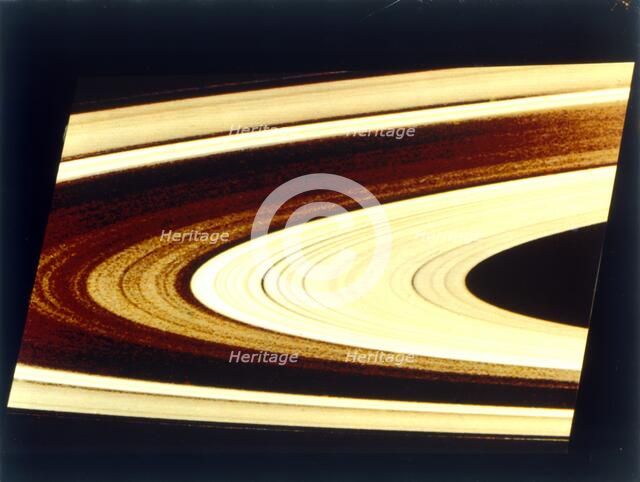 Saturn's rings, range 717,000 km, seen from Voyager 1 spacecraft. Creator: NASA.
