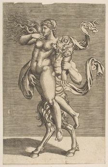 Satyr carrying a nymph restraining her right arm, ca. 1515-1600. Creator: Unknown
