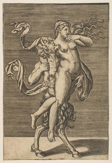 Satyr carrying a nymph restraining her right arm, ca. 1515-1600. Creator: Unknown