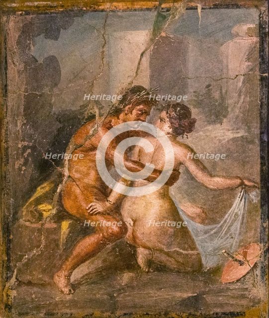 Satyr and Nymph, 1st H. 1st cen. AD. Creator: Roman-Pompeian wall painting.