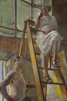 Satyr and a Model, 1913. Creator: Jacek Malczewski