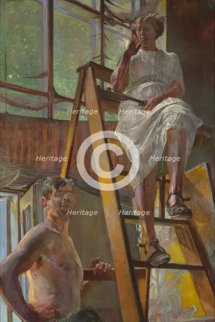 Satyr and a Model, 1913. Creator: Jacek Malczewski.