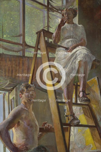 Satyr and a Model, 1913. Creator: Jacek Malczewski.