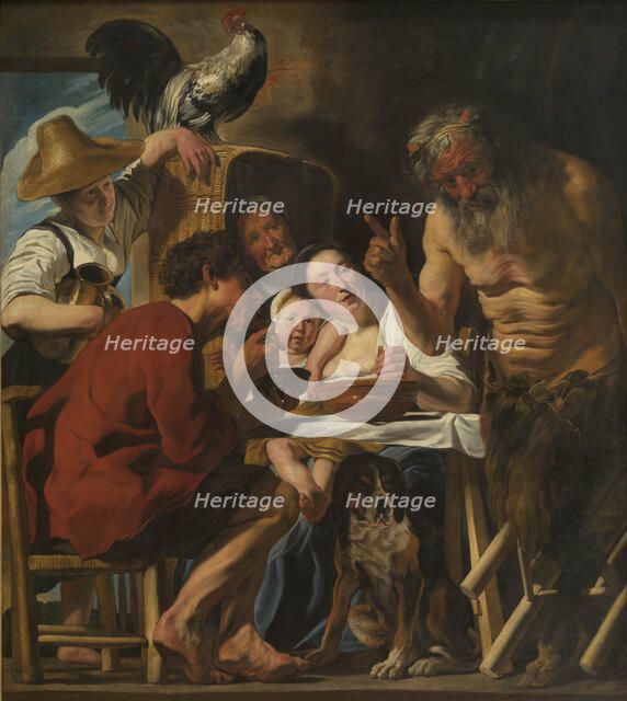Satyr and peasant family. Artist: Jordaens, Jacob (1593-1678)