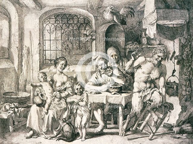 Satyr and Peasants, 1739. Creator: Christian Wilhelm Ernst Dietrich.