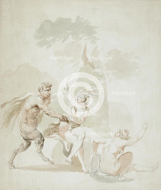 Satyr Attacking Two Nude Bathers, 18th century. Creator: Giovanni Battista Cipriani.