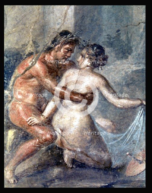 Satyr embracing a nymph, fresco from the house of Epigram at Pompeii.