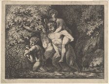 Satyr family, on the move, 18th Century. Creator: Salomon Gessner