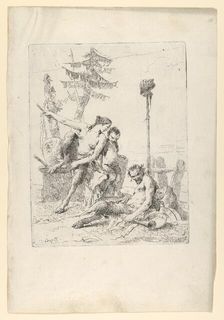 Satyr Family (Pan and his Family), from the Scherzi, ca. 1743-50. Creator: Giovanni Battista Tiepolo