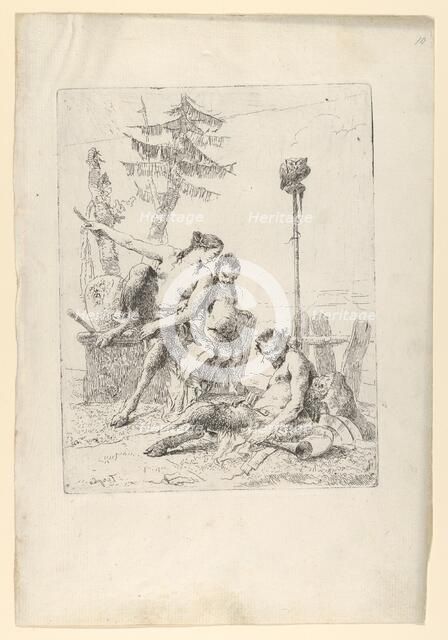 Satyr Family (Pan and his Family), from the Scherzi, ca. 1743-50. Creator: Giovanni Battista Tiepolo.