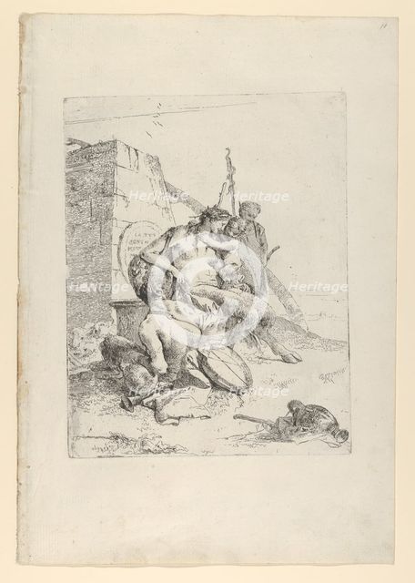 Satyr Family with the Obelisk, from the Scherzi, ca. 1743-50. Creator: Giovanni Battista Tiepolo.