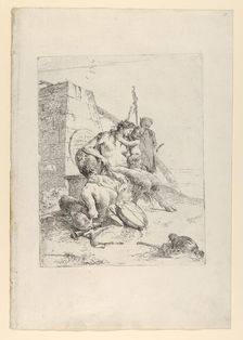 Satyr Family with the Obelisk, from the Scherzi, ca. 1743-50. Creator: Giovanni Battista Tiepolo