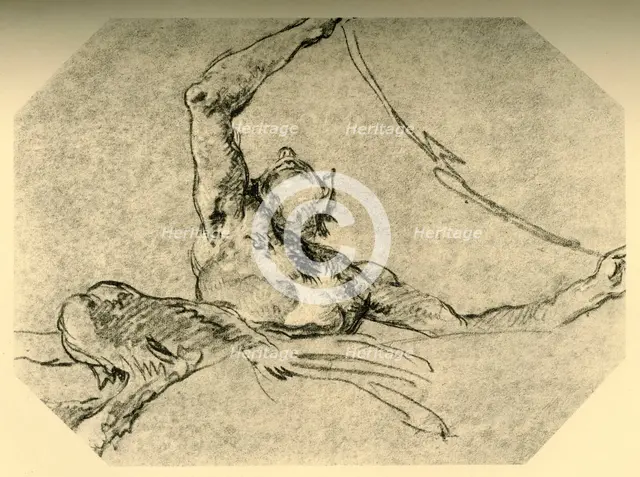 'Satyr holding up a festoon', c1761, (1928). Artist: Giovanni Battista Tiepolo.