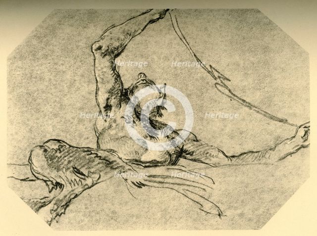'Satyr holding up a festoon', c1761, (1928). Artist: Giovanni Battista Tiepolo.