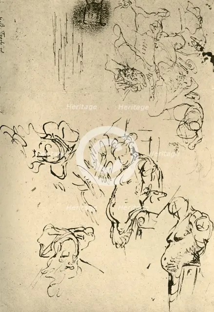 'Satyr Herms and Oriental Heads', mid 18th century, (1928). Artist: Giovanni Battista Tiepolo.